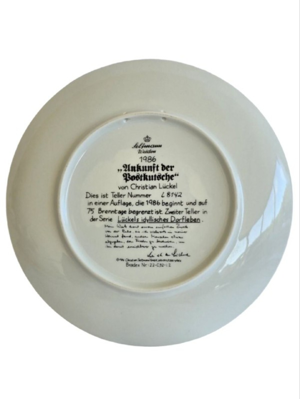 Тарелка декоративная "Прибытие дилижанса" Германия