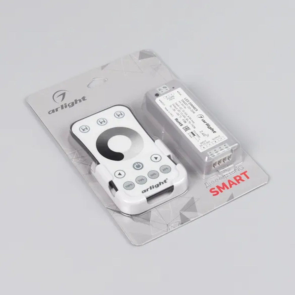 Диммер SMART-DIM-SET-RING (12-24V, 1x8A, ПДУ 2.4G) (Arlight, IP20 Пластик, 5 лет) 034786