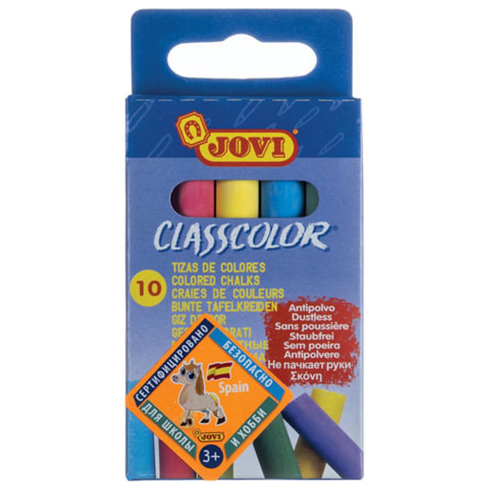 Мел цветной JOVI (Испания), набор 10 шт., круглый, картонная упаковка с европодвесом, 1020