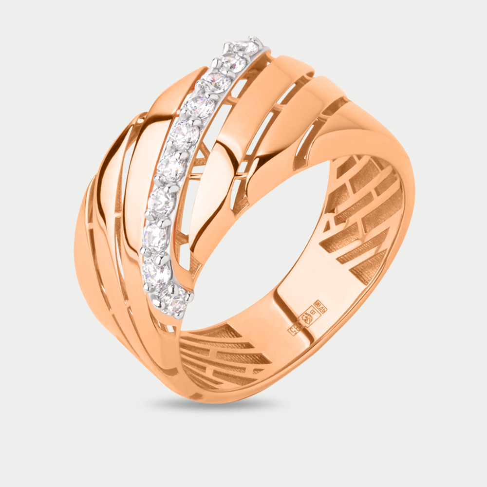 Кольцо женское из розового золота 585 пробы с фианитами (арт. 902851-1102)