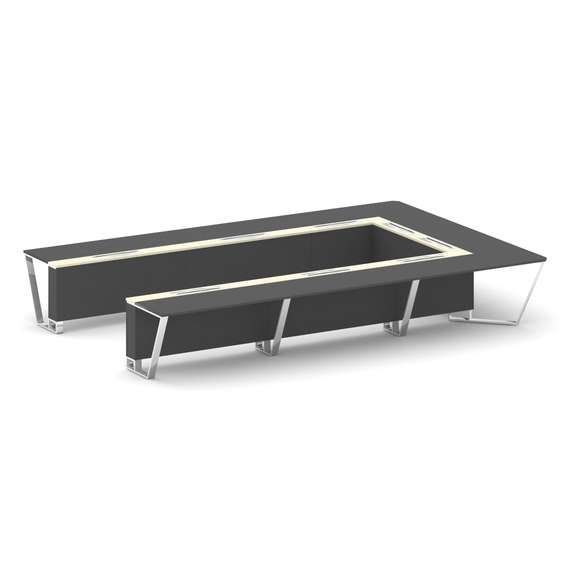 Steel Meet Стол переговорный П-образный MM-PR.B.SP-15P Антрацит/Ваниль Глянец/Нержавеющая Сталь/Хром