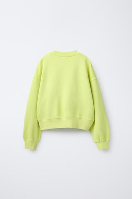 ZARA ТОЛСТОВКА С НАДПИСЬЮ, НЕОНОВО-ЛАЙМОВЫЙ