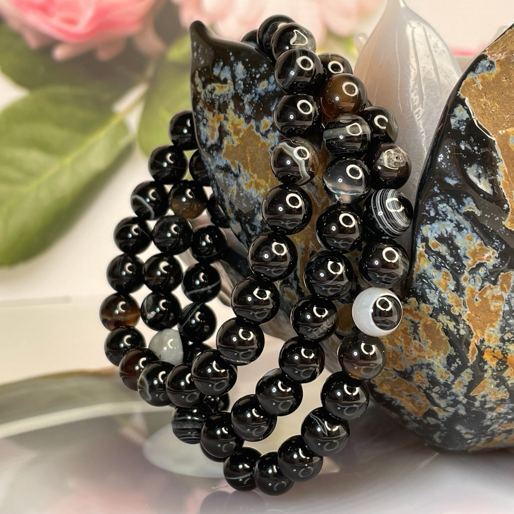 46683 Агат черный Браслет 8мм