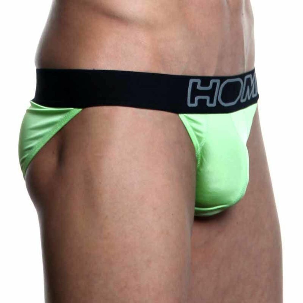 Мужские трусы танга зеленые с черной резинкой HOM Night Therapy Tanga Brief Green