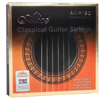 Струны для классической гитары, сильное натяжение, посеребренные, Alice AWR19C-H