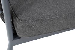 "Диего" диван 2-местный плетеный из роупа, каркас алюминий темно-серый (RAL7024) муар, роуп темно-серый круглый, ткань темно-серая 027