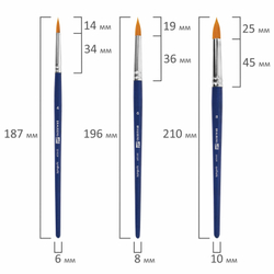 Кисти художественные набор 3 шт., синтетика (круглые № 4, 6,8), BRAUBERG ART DEBUT, 201039