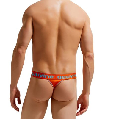 Хлопковые мужские трусы-тонги с брендированным поясом Colours of the Planet Thong (Размер: M) (Цвет: оранжевый)