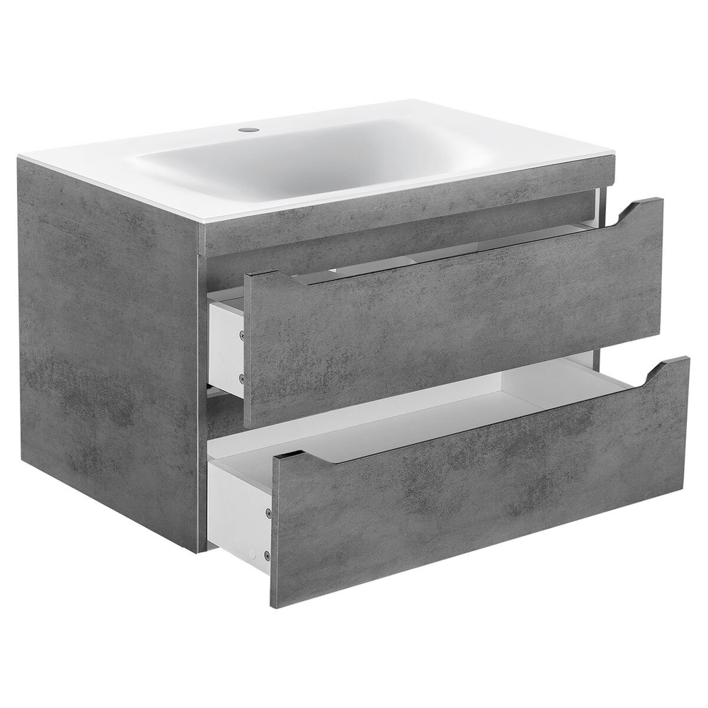 Тумба под раковину Vincea Fine 800 подвесная, 2 выкатных ящика soft close, Beton