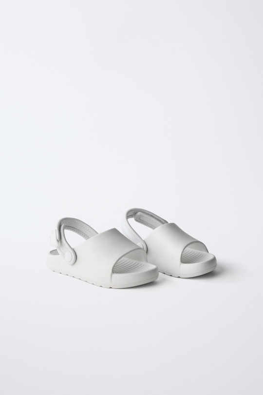 ZARA РЕЗИНОВЫЕ ТАПОЧКИ, БЕЛЫЙ