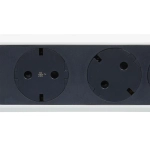 Legrand Revolution Комфорт Бело-черный Удлинитель 4x2К+З с выкл., кабель 1,5м, плоские розетки, фиксируемый поворотный блок, 694529