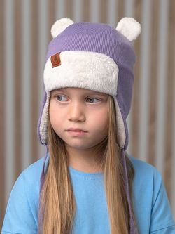 Шапка весенняя/осенняя вязаная (Лиловый) ТЕДДИ велюр