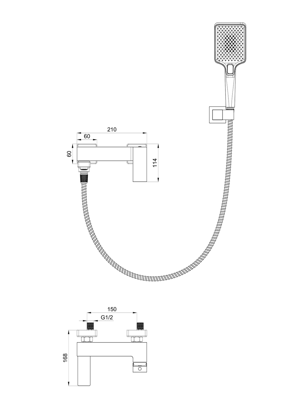 Смеситель для ванны с душем WONZON & WOGHAND CUBE, Брашированное золото (WW-88639016-BG)