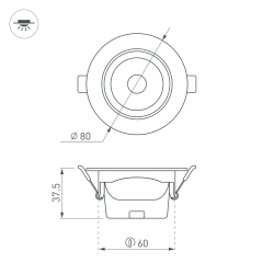 Светильник LTD-POLAR-TURN-R80-5W Warm3000 (WH, 36 deg, 230V) (Arlight, IP20 Пластик, 3 года) 032857