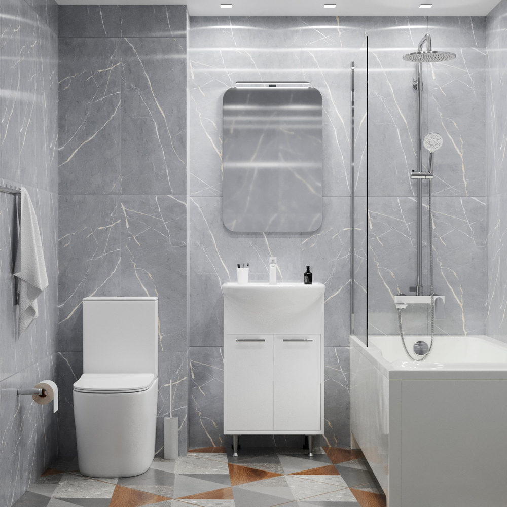 Тумба д/ванной "АлАн-55" белый 2 створки  под раковину Уют-55 (Rosa) (ЛДСП) (разбор)