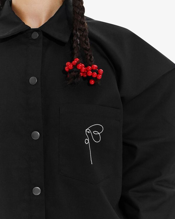 Рубашка c вышивкой ниточка черная - фото 3