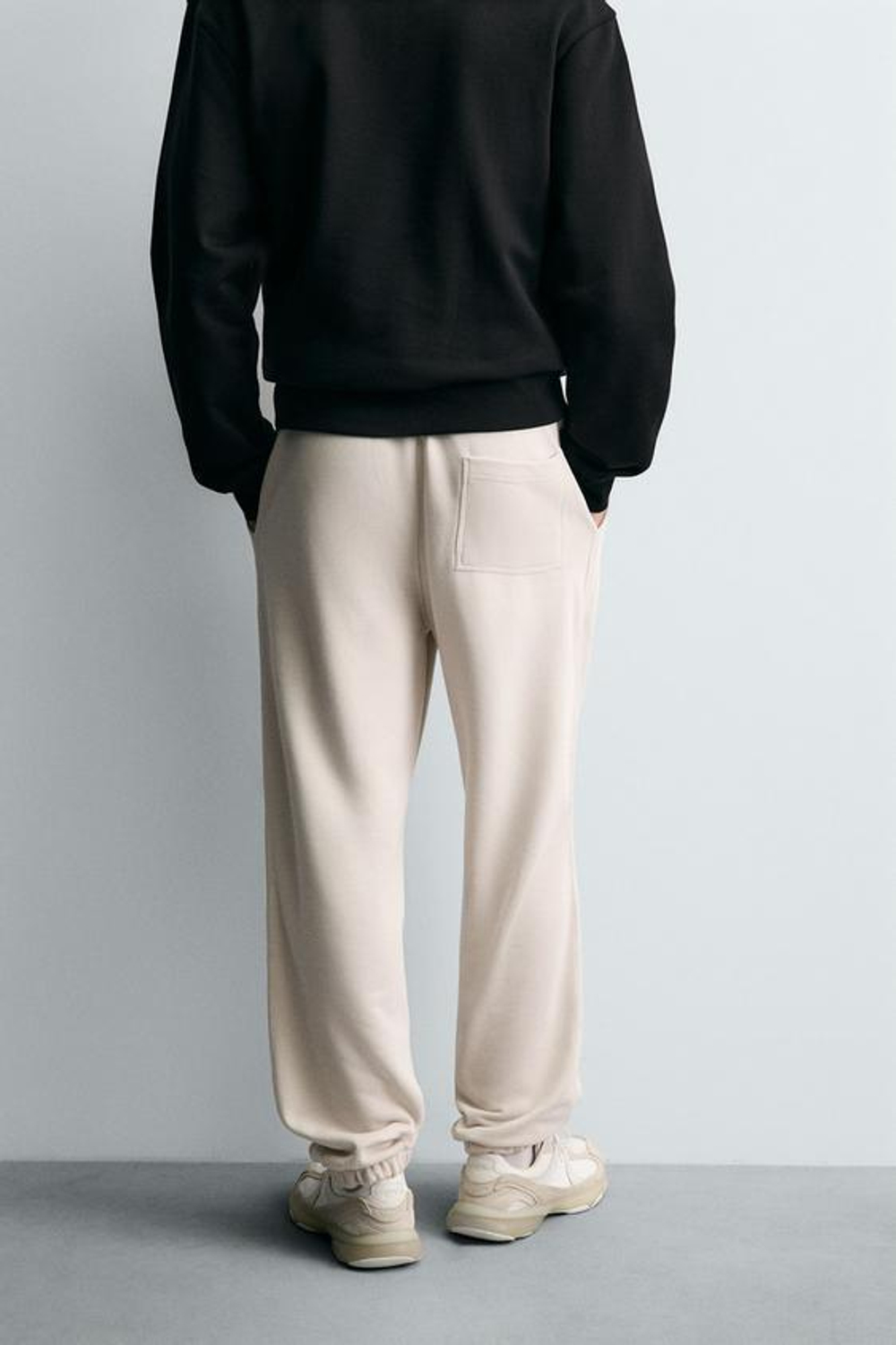 ZARA БАЗОВЫЕ БРЮКИ-ДЖОГГЕРЫ, СВЕТЛО-БЕЖЕВЫЙ