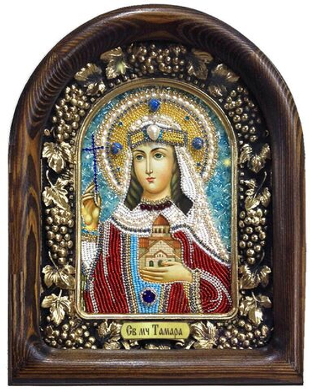 Икона малая со стразами на дереве Св. равнап. Тамара (Дивеевские иконы)