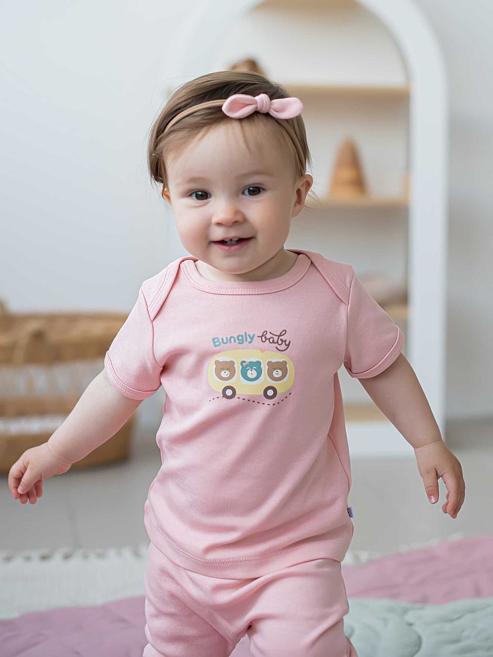 Повязка с бантиком "Чайная роза" 0+