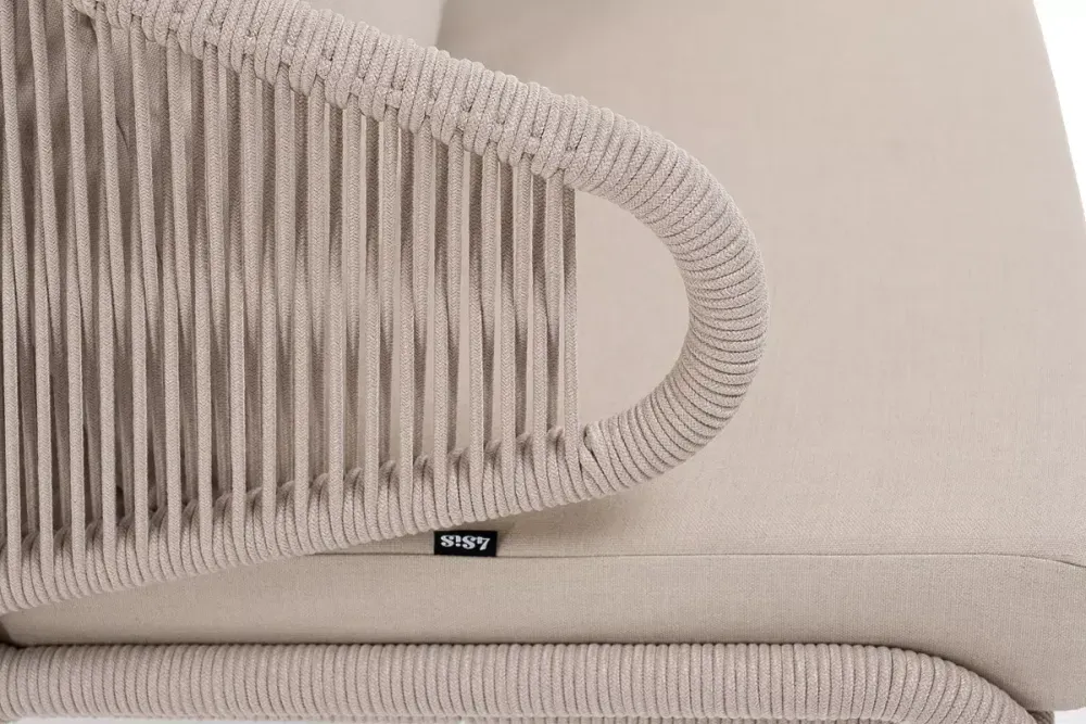 "Милан" лаунж-зона 5-местная плетеная из роупа (веревки), каркас алюминиевый белый, роуп бежевый