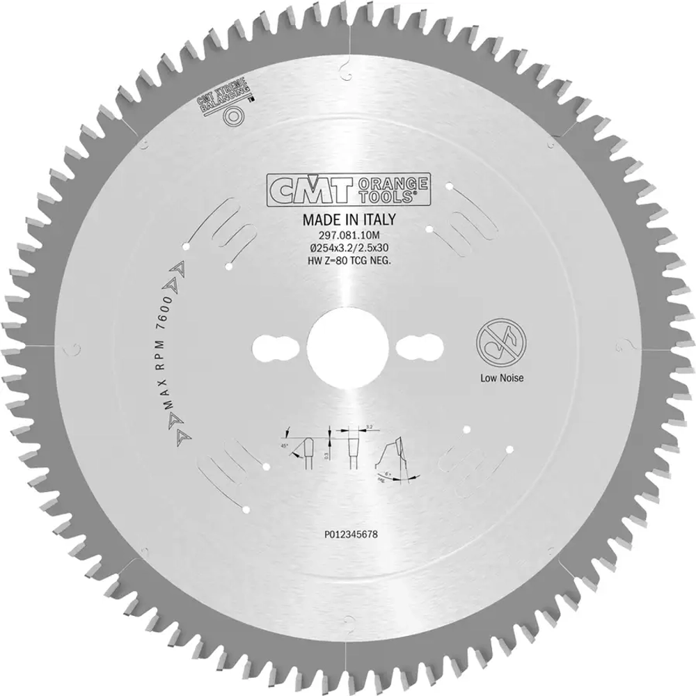 Диск пильный СМТ 254x30x3,2/2,5-5° TCG Z=80 для цветных металлов и PVC CMT 297.081.10M