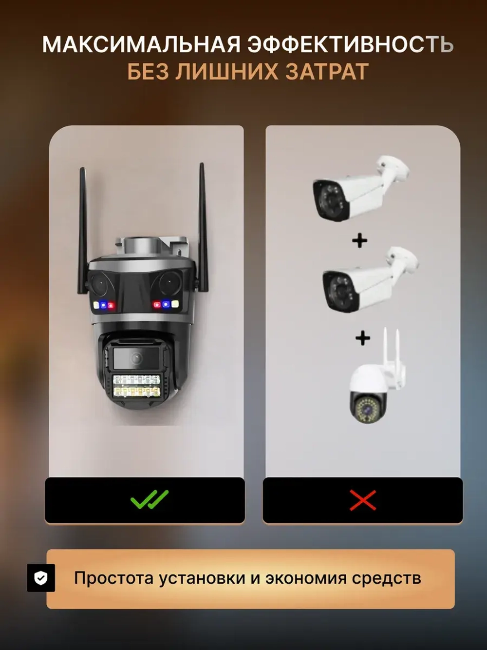 Камера видеонаблюдения уличная для дома Wi-Fi + 128Гб + 3м