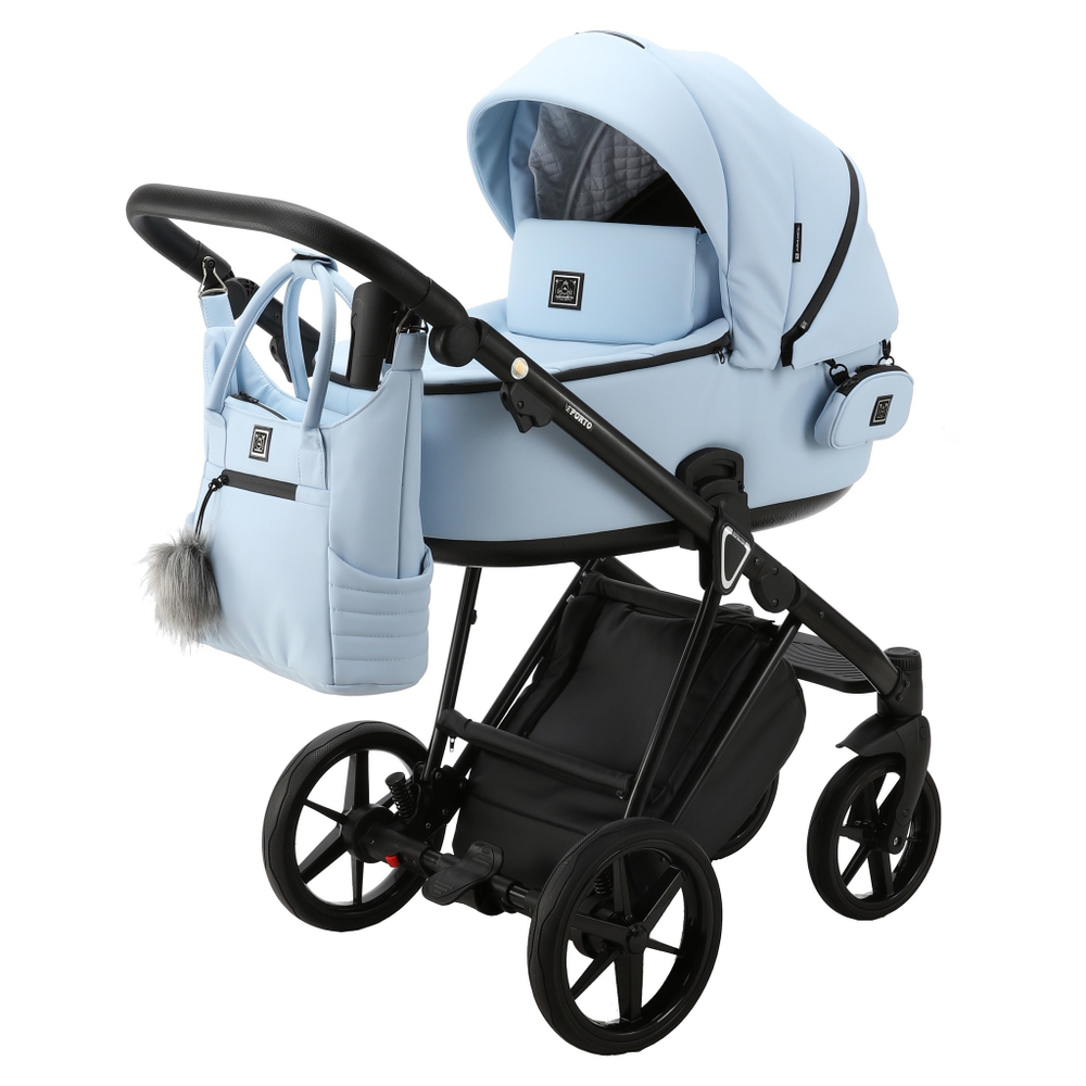 Детская коляска Adamex Porto Deluxe P-SA17 (3в1) (100% экокожа)
