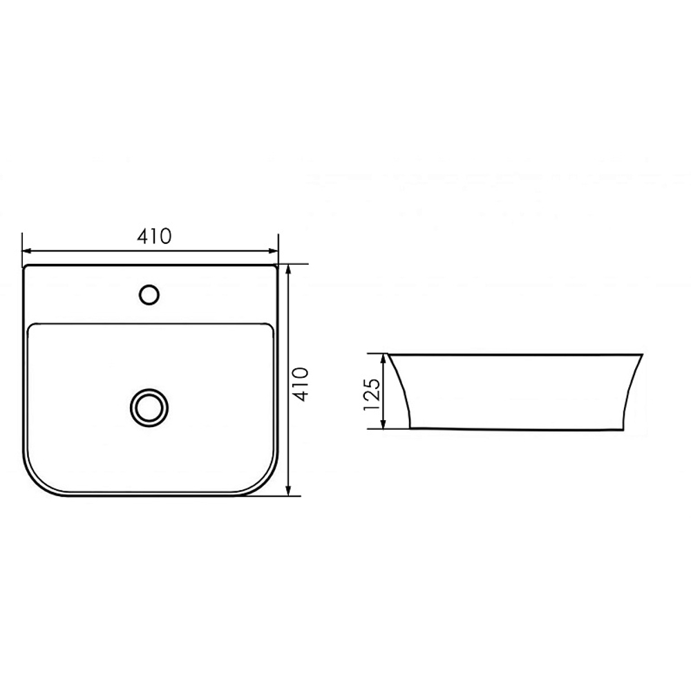 Раковина накладная Azario 410х410х125 квадратная, белый глянец (AZ-2257)
