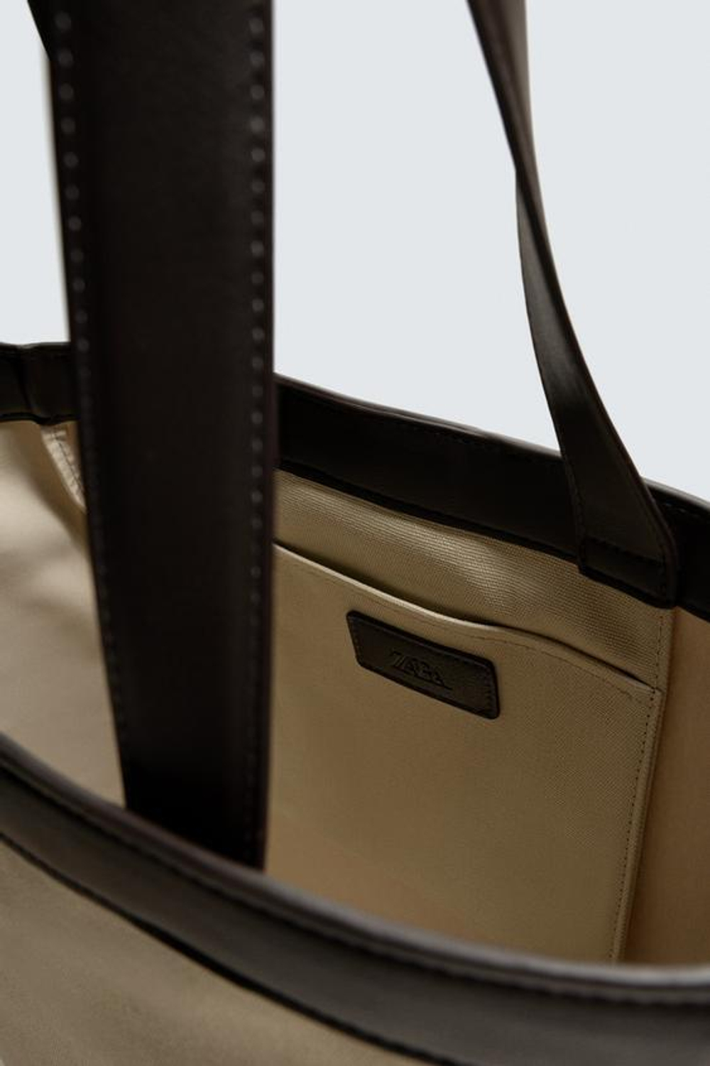 ZARA СУМКА-ШОПЕР ИЗ ТКАНИ, БЕЖЕВЫЙ