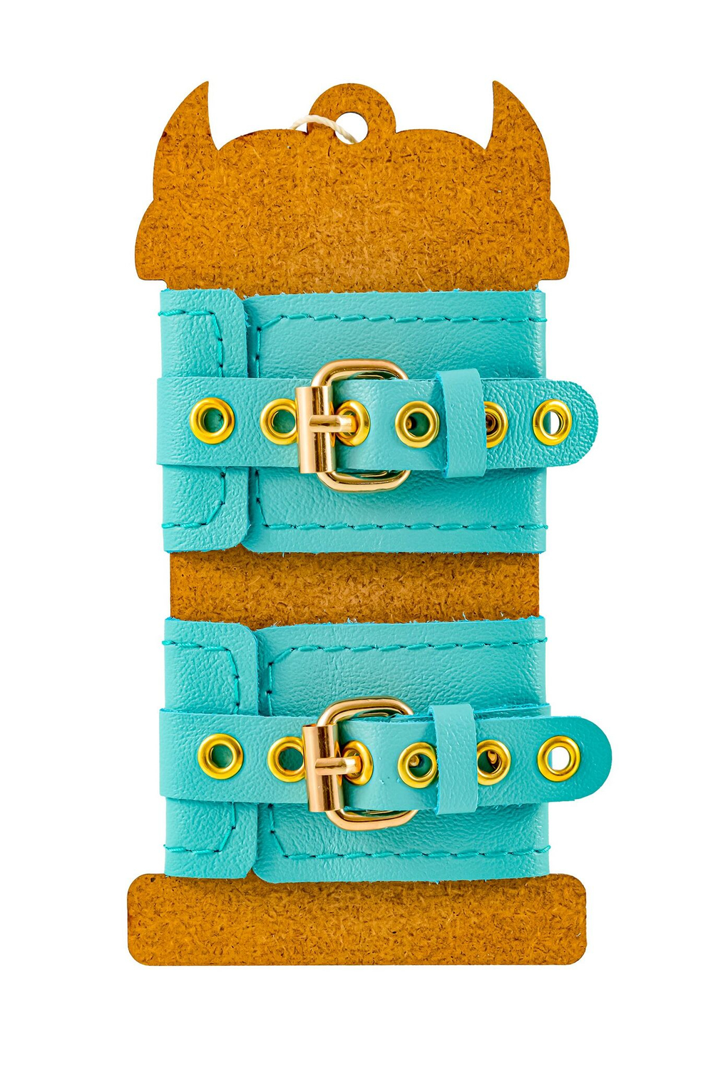 Голубые однослойные кожаные наручники (Цвет: голубой)