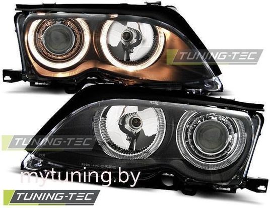 Передние фары angel eyes black для Bmw 3 E46 sedan (01-05)
