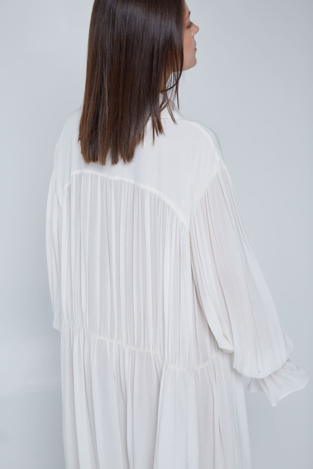 Платье-рубашка из шелка Анн Демельмейстер макси молочный