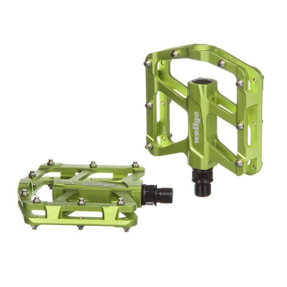 Педали STG B299, алюм,ось 9/16, пром. подшип,платформа с шип,зеленый Х88794