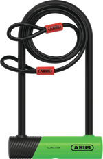 Замок ABUS U образный 410K/170HB230 зеленый SH Ultra + трос COBRA