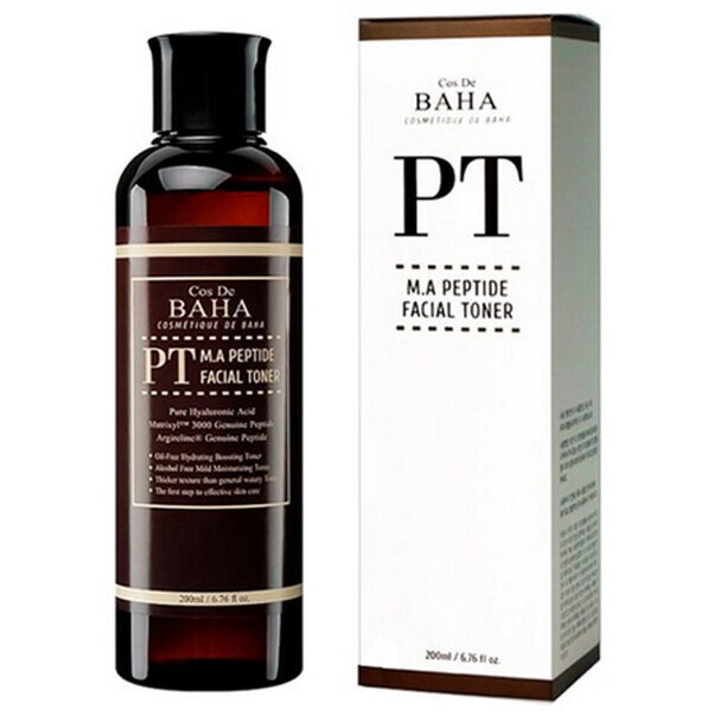Пептидный тонер с матриксилом и аргирелином Cos De Baha PT M.A. Peptide Facial Toner, 200мл