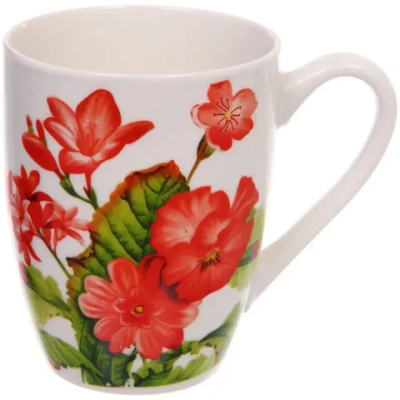 Кружка керамическая 330мл «Цветы», микс 4рисунка