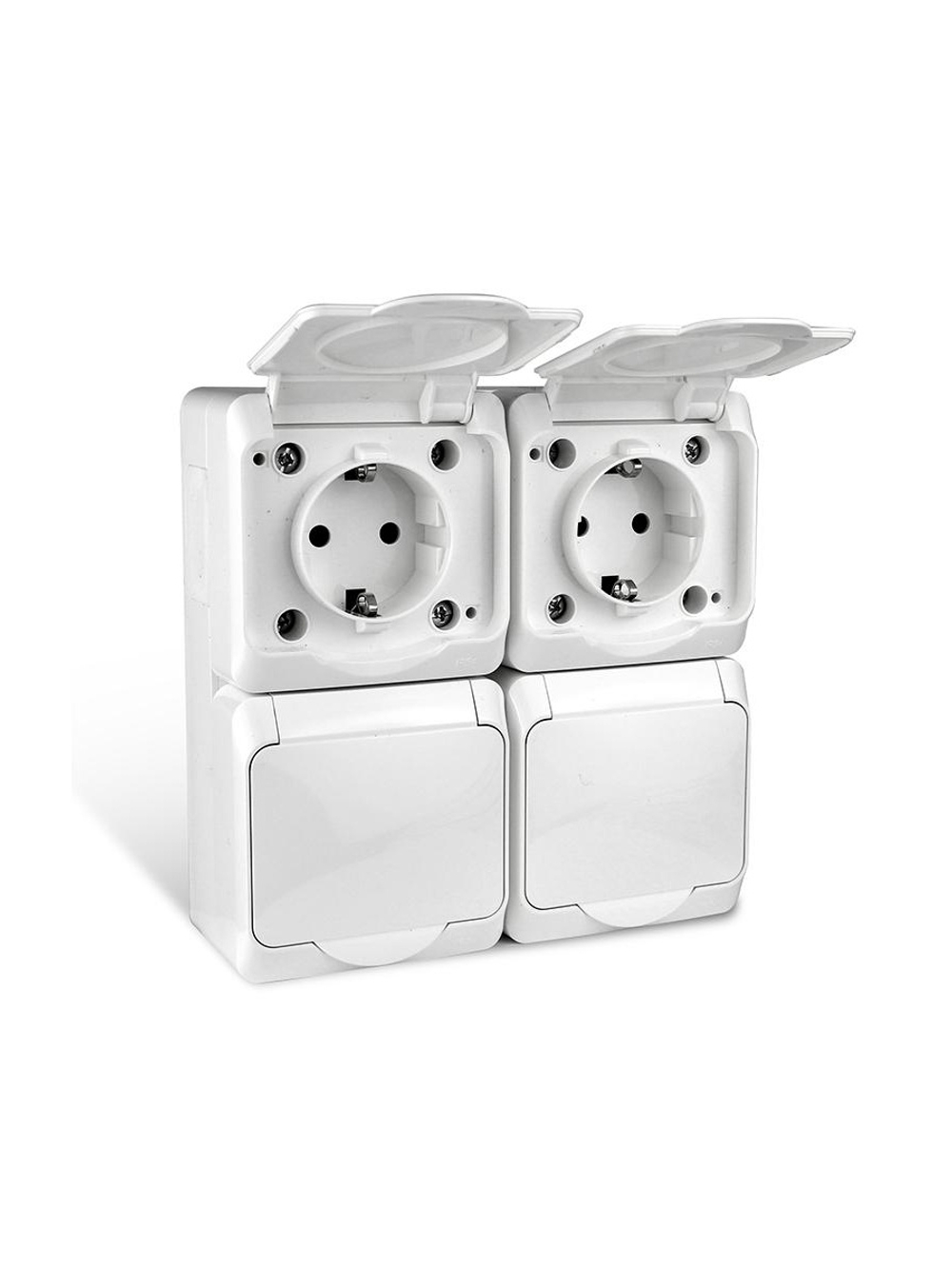 Розетка 4-м ОП Nix 16А IP54 250В с заземл. с крышкой бел. TOKOV ELECTRIC TKE-NX-R4Z-C01-IP54