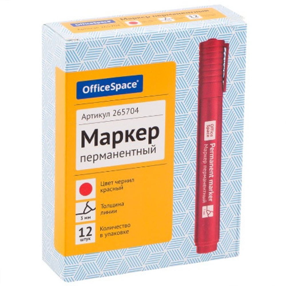 Маркер перманентный OfficeSpace КРАСНЫЙ 3 мм (1/12 шт.)