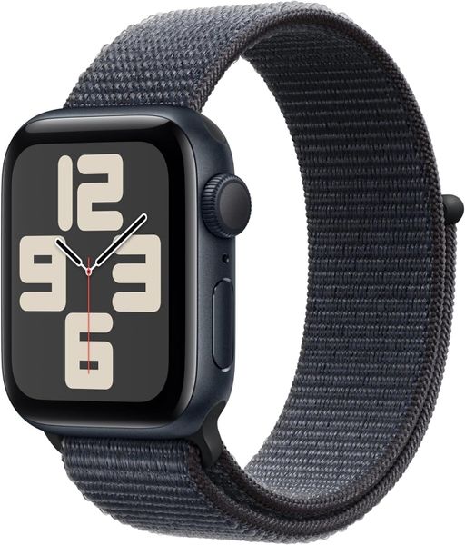 Умные часы Apple Watch SE 2024 40 мм из алюминия цвета «тёмная ночь», нейлоновый браслет темно-синего цвета