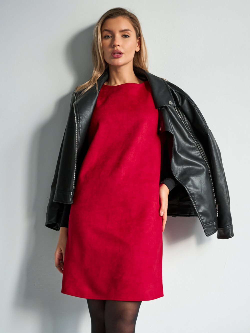 Платье сарафан офисный замшевый