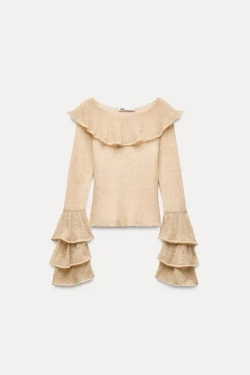 ZARA СВИТЕР ИЗ ТОНКОЙ АЛЬПАКИ И ШЕРСТИ, ПЫЛЬНЫЙ РОЗОВЫЙ