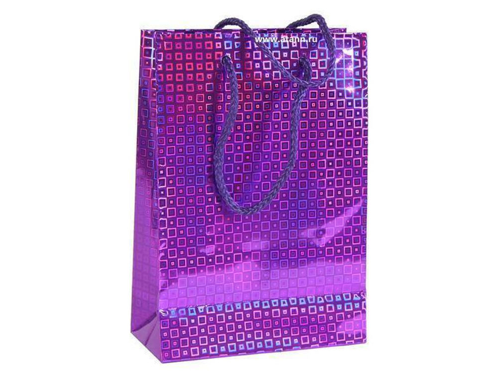 Пакет бумажный 26*33+14см с ручками, Голография микс LG301-305