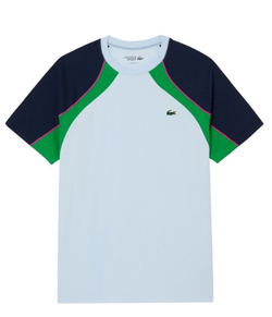 Мужская теннисная футболка Lacoste Ultra Dry Colour-Block Tennis - небесный