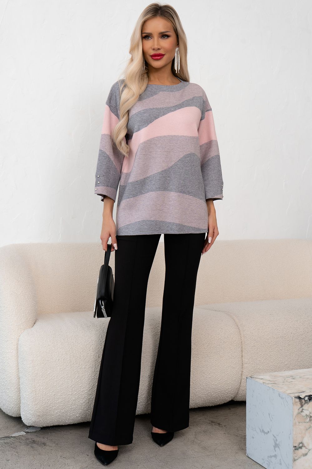 Джемпер (серый/пудровый) Б11-242/23 Nikol