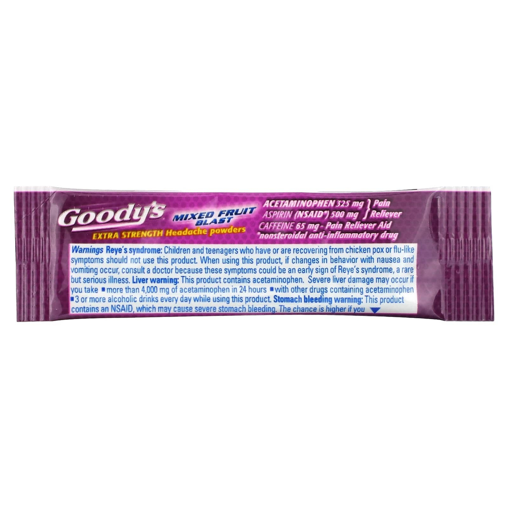 Goody's, порошок от головной боли, повышенная сила действия, фруктовое ассорти, 24 пакетика