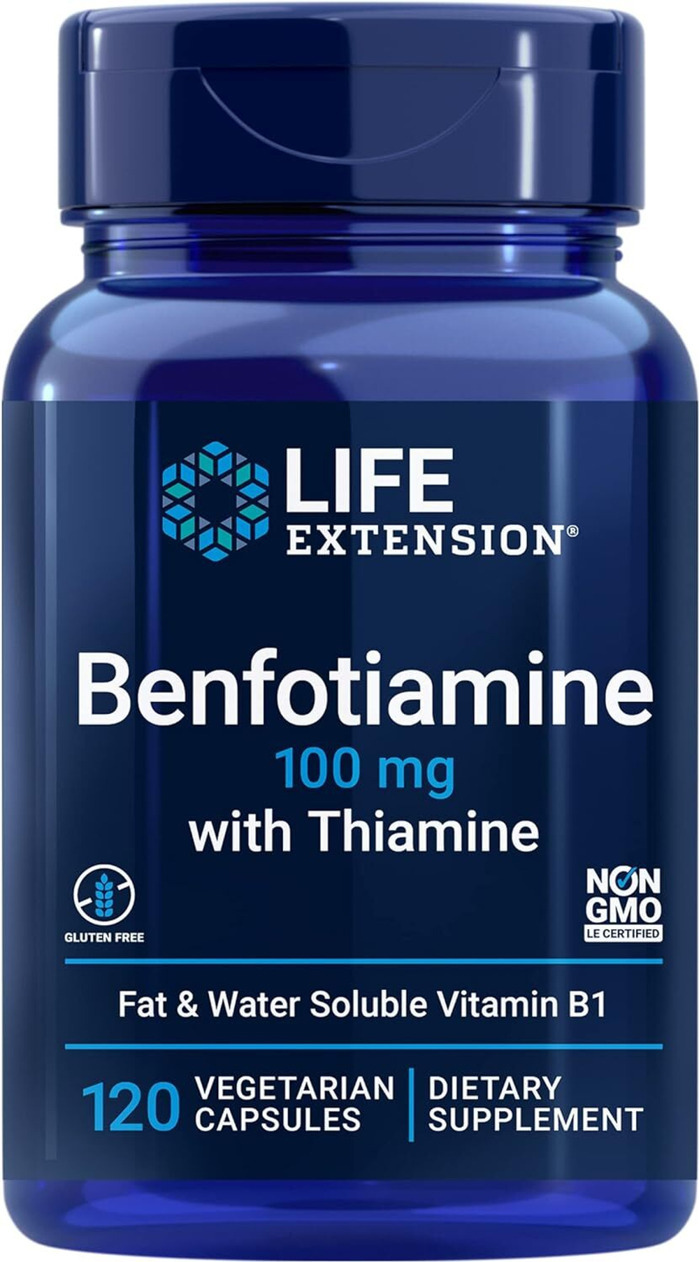 Life extension Benfotiamine 100mg with thiamine 120vegcaps.