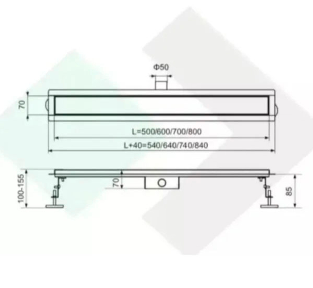 Душевой лоток с решеткой под плитку TIM (100см) BAD4510002