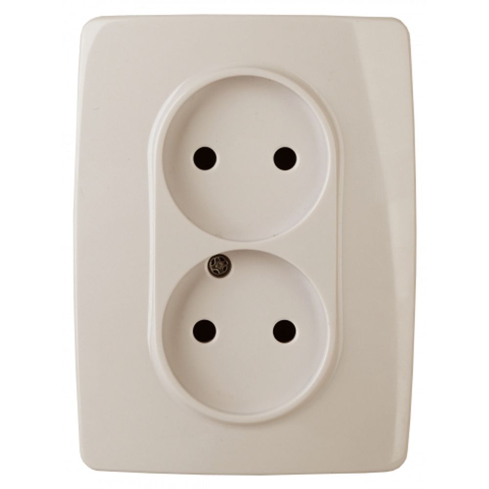 Розетка ЭРА Серия 12 12-2107-02 двойная без заземления 2X2P 16A-250В IP20 слоновая кость | Эра 12