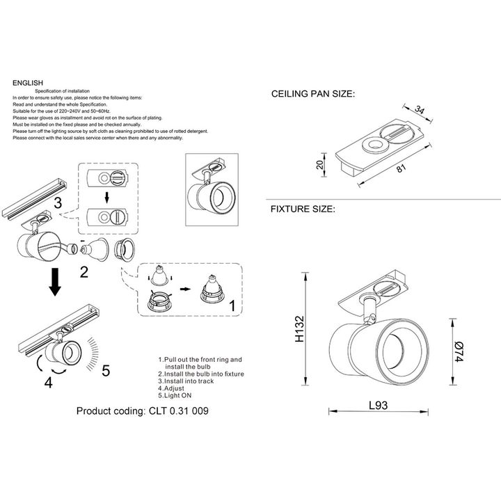 Трековый светильник Crystal Lux CLT 0.31 009 BL-CH