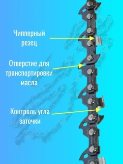 Цепь пильная для бензопилы штиль 170, 50 звеньев, шаг 3/8", толщина 1,1 мм